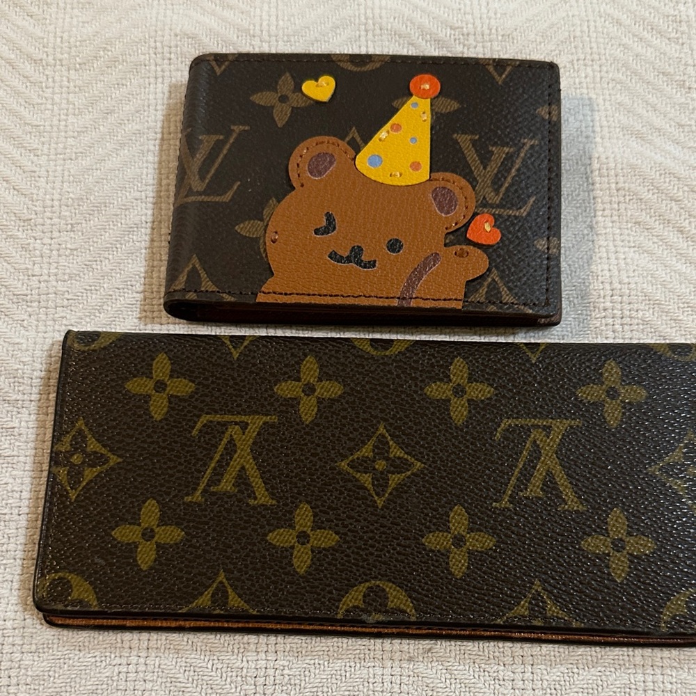 Designer Look Alike Bear Card Holder and A Check Book Cover. Two pieces.